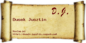 Dusek Jusztin névjegykártya